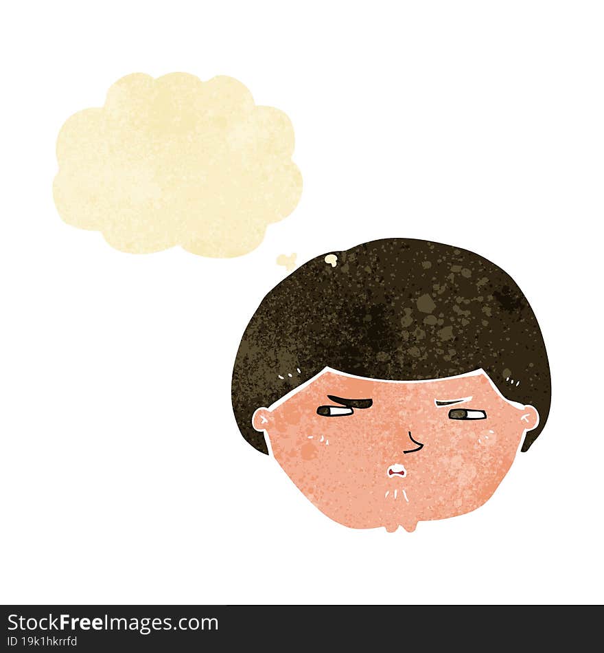 cartoon annoyed man with thought bubble