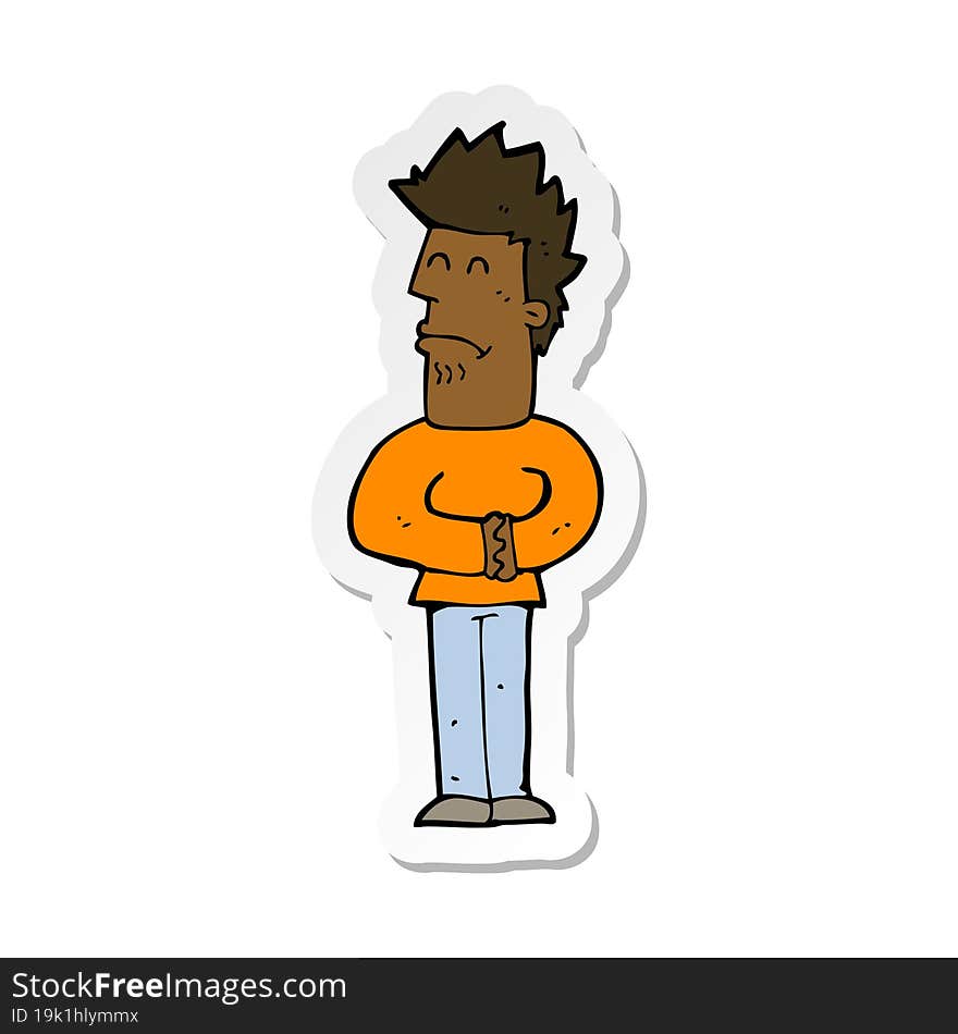 sticker of a cartoon nervous man