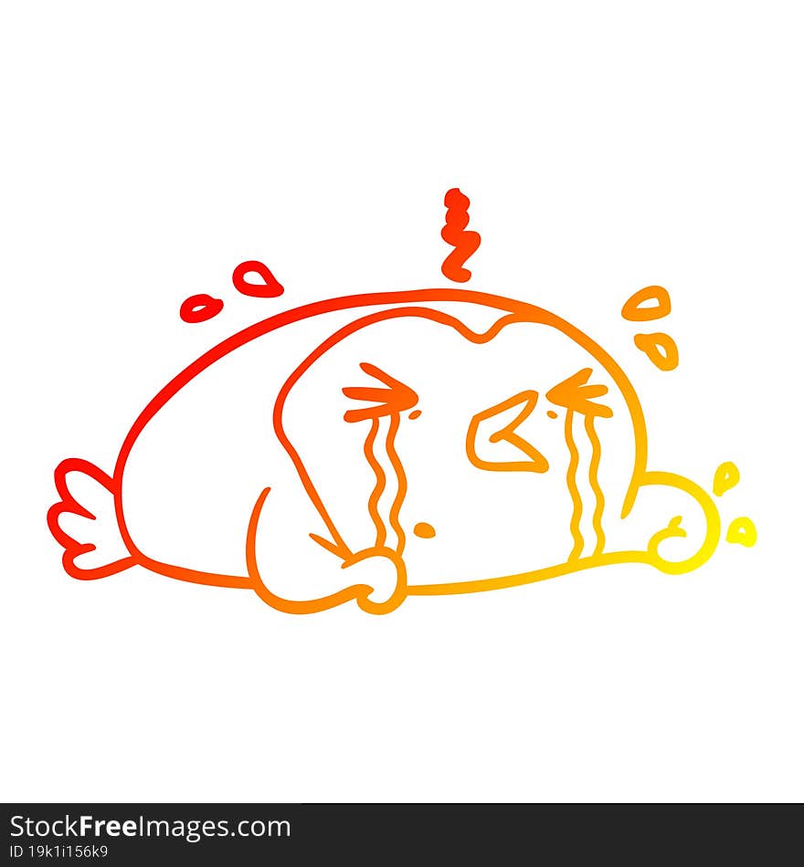 warm gradient line drawing crying penguin