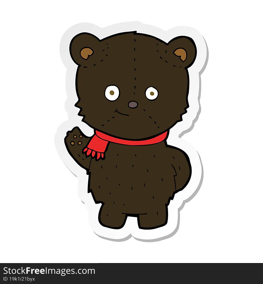 Sticker Of A Cute Cartoon Black Bear