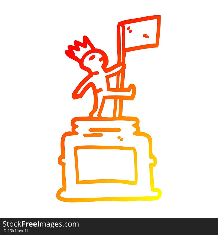 Warm Gradient Line Drawing Cartoon Monument Statue