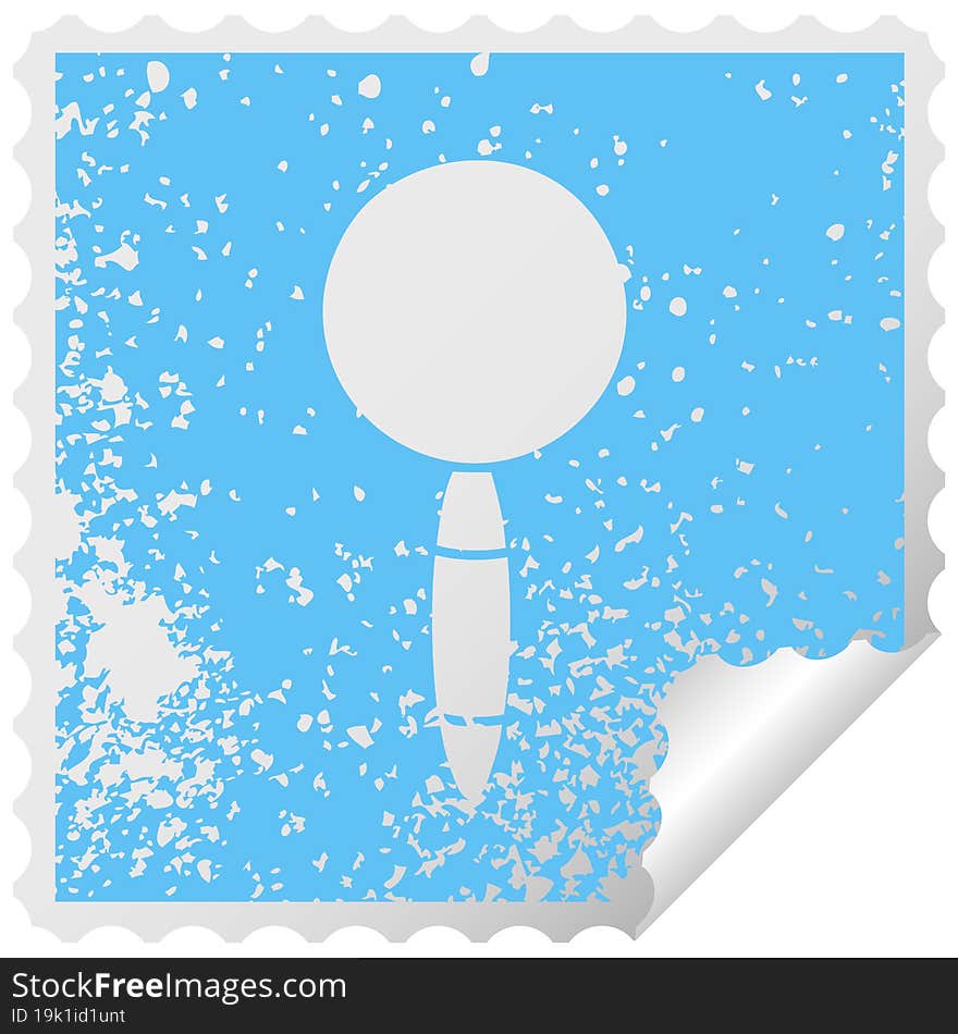 distressed square peeling sticker symbol magnifying glass