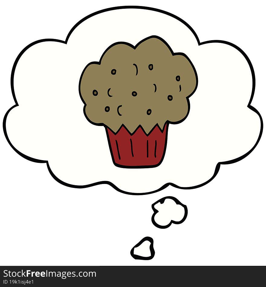 Cartoon Muffin And Thought Bubble