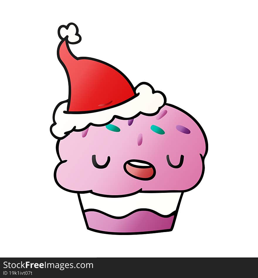 christmas gradient cartoon of kawaii cupcake