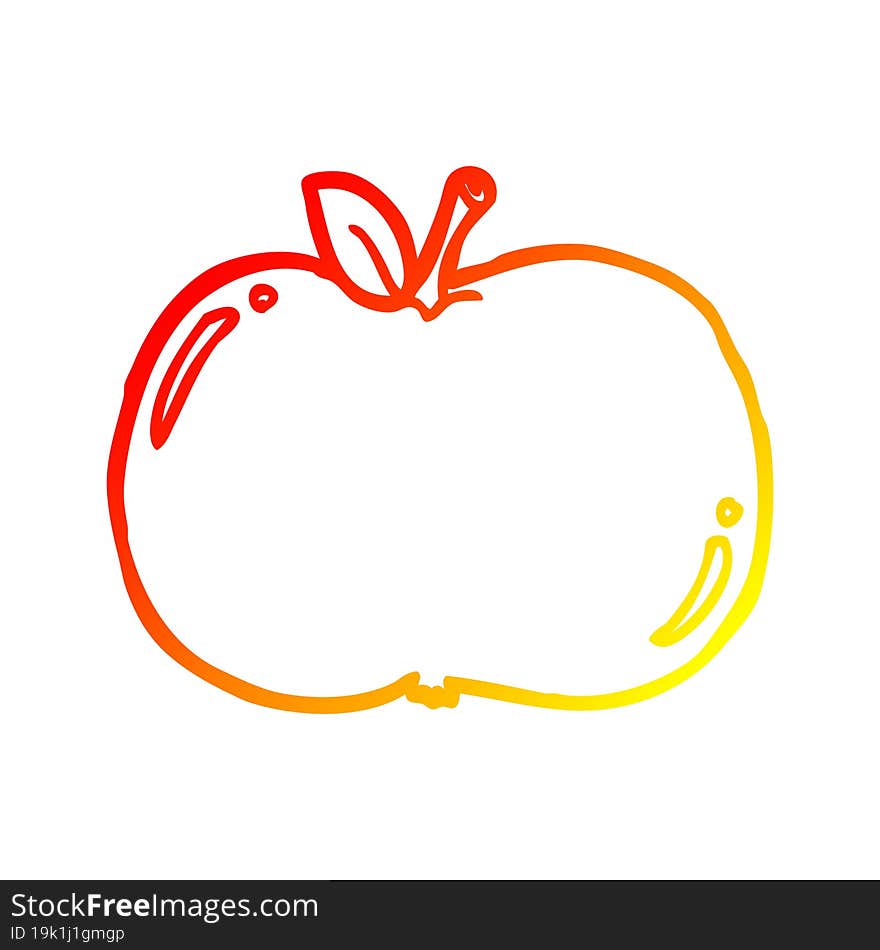 warm gradient line drawing cartoon apple