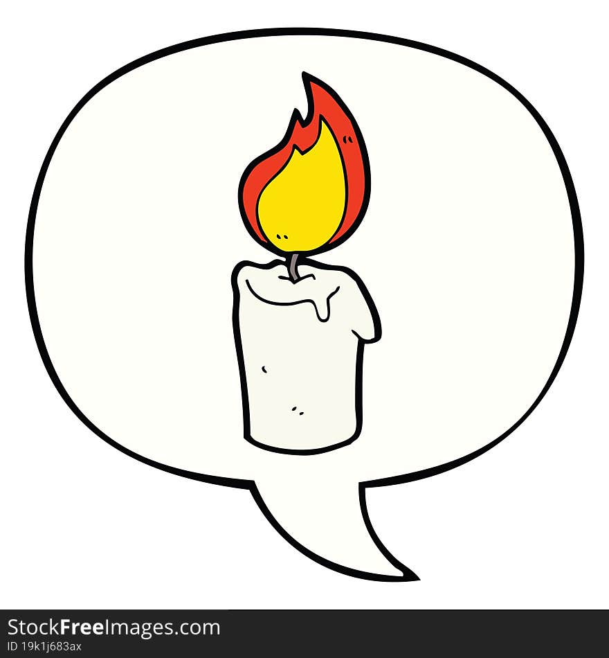 Cartoon Candle And Speech Bubble