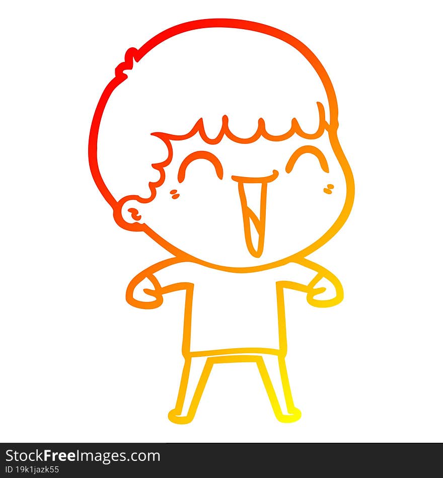 warm gradient line drawing of a cartoon happy man