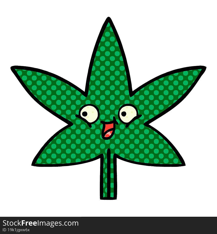 Comic Book Style Cartoon Marijuana Leaf