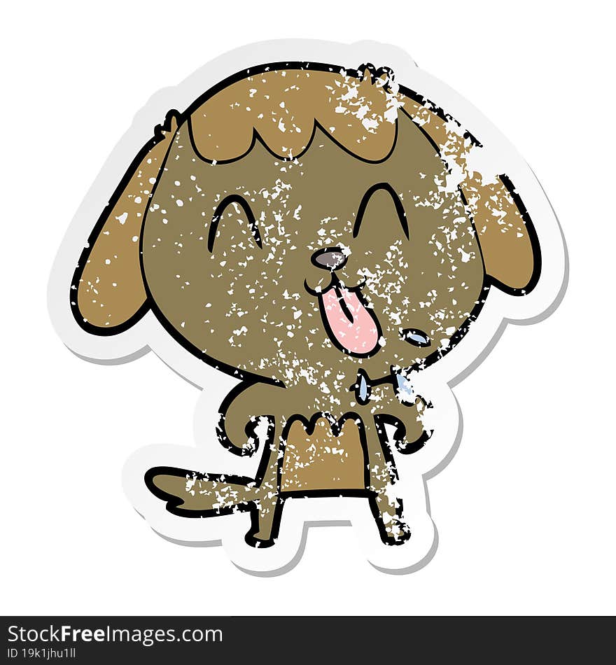 distressed sticker of a cute cartoon dog