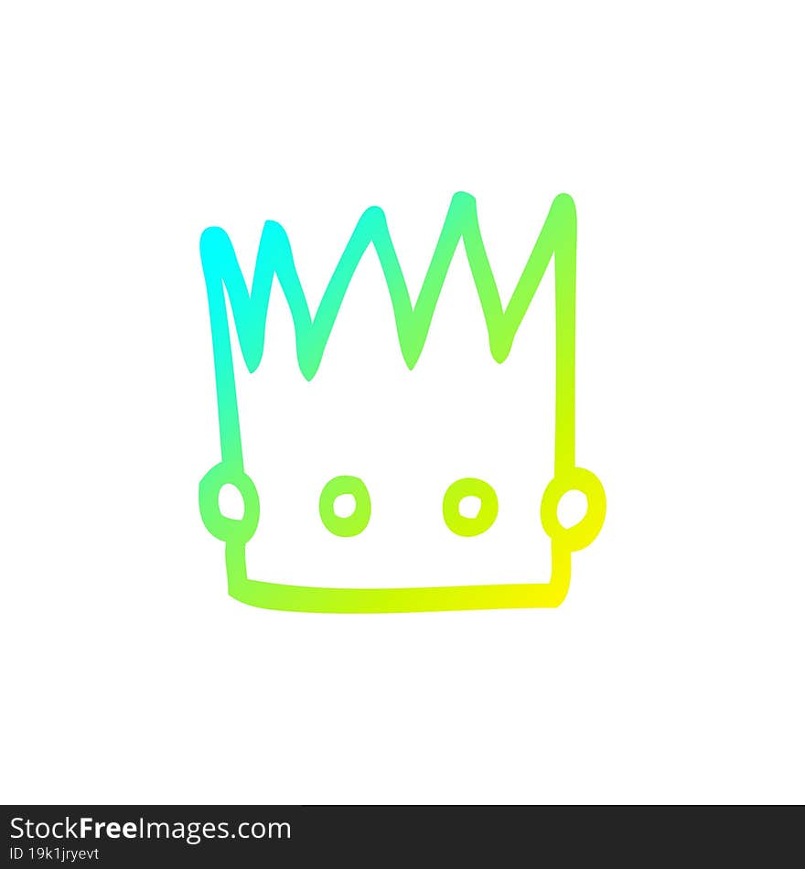 cold gradient line drawing cartoon crown