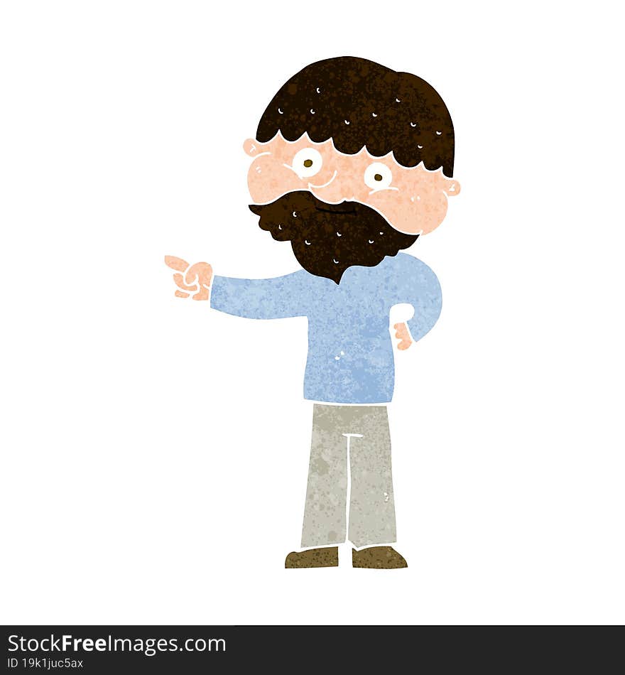 Cartoon Bearded Man Pointing