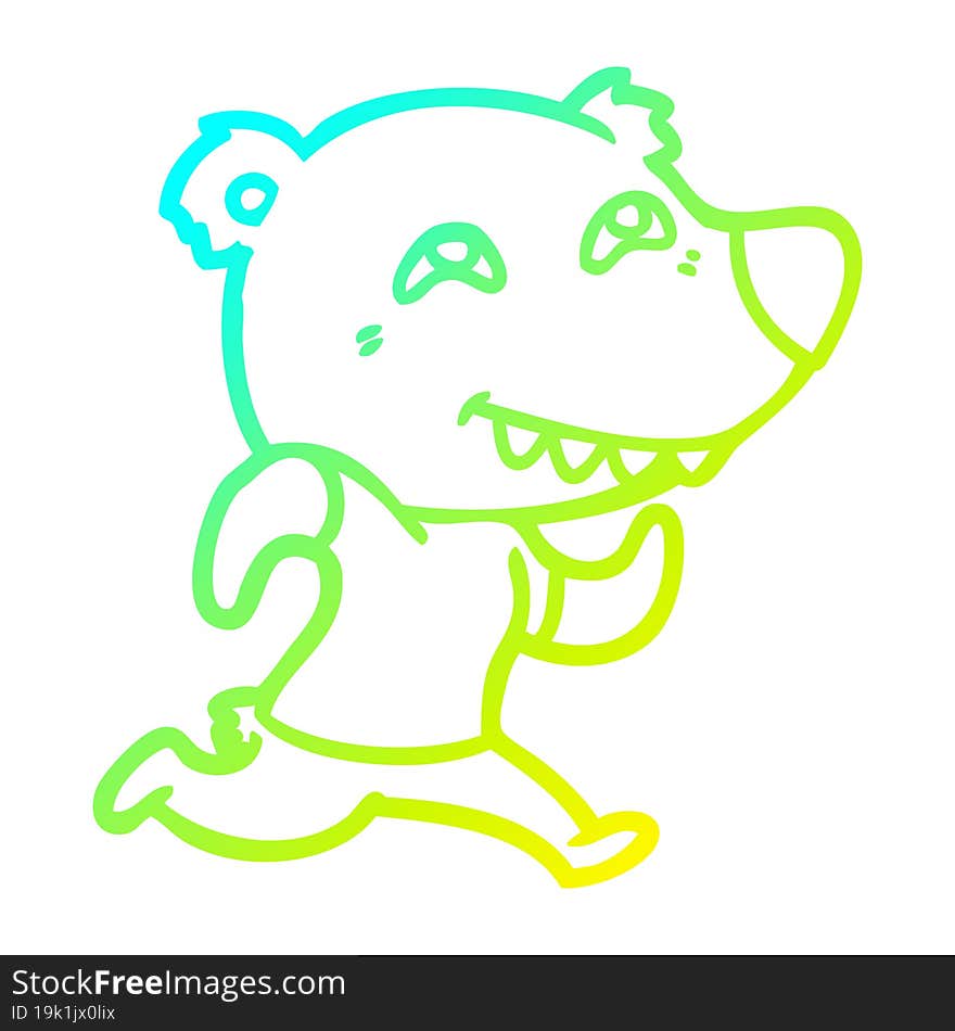 cold gradient line drawing cartoon bear running