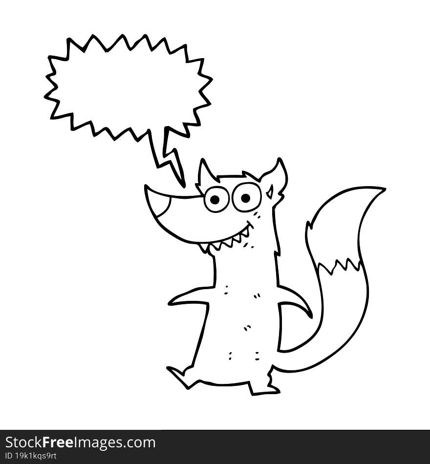 speech bubble cartoon little wolf