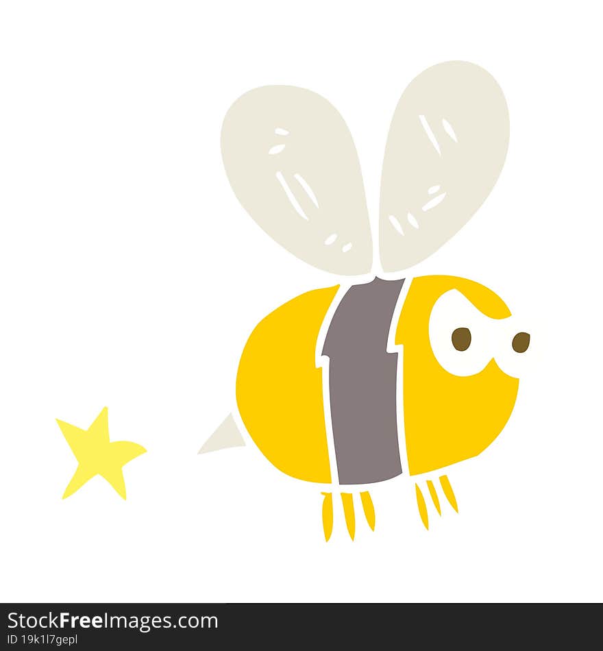 flat color illustration of angry bee. flat color illustration of angry bee