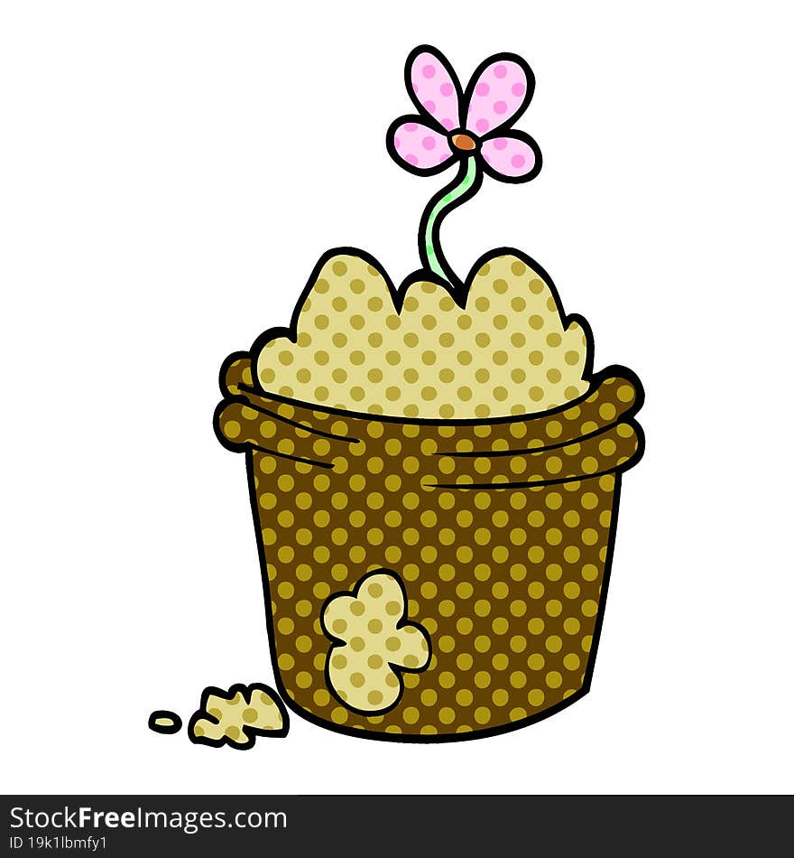 cartoon doodle flower pot