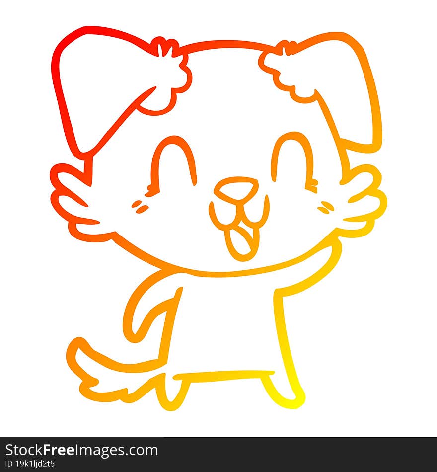 warm gradient line drawing laughing cartoon dog