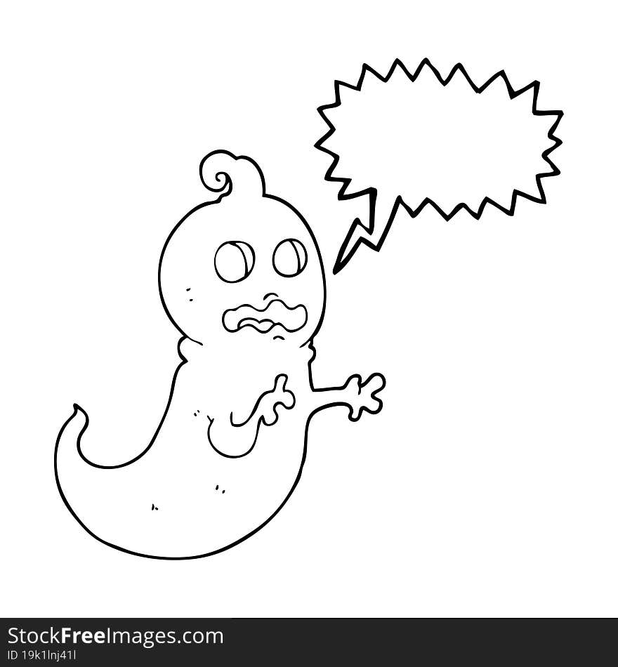 freehand drawn speech bubble cartoon ghost