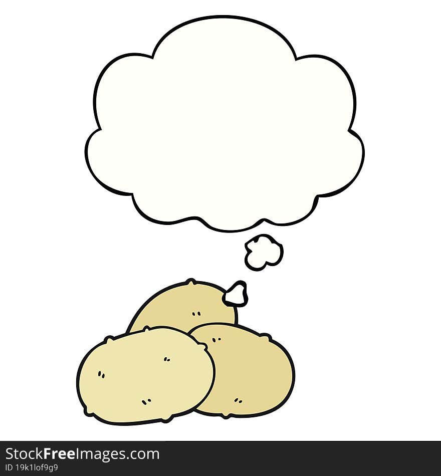 Cartoon Potatoes And Thought Bubble