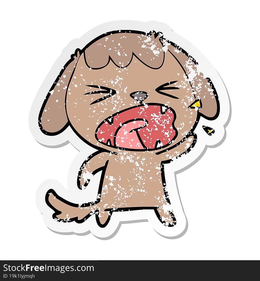 distressed sticker of a cute cartoon dog barking