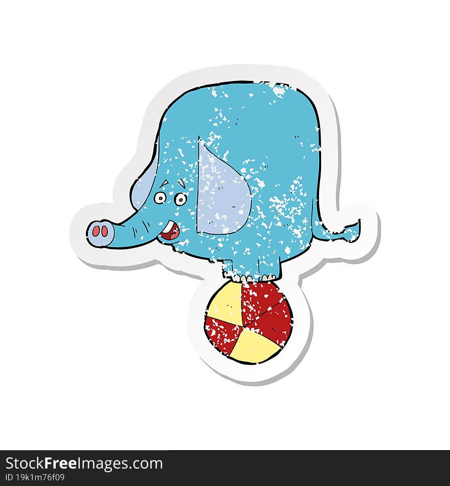 retro distressed sticker of a cartoon circus elephant