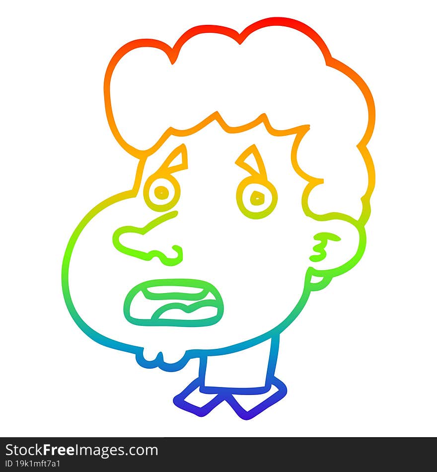 rainbow gradient line drawing cartoon shocked man