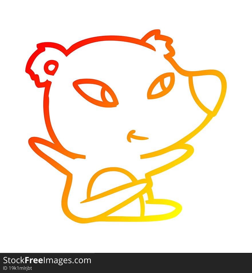 warm gradient line drawing of a cute cartoon bear