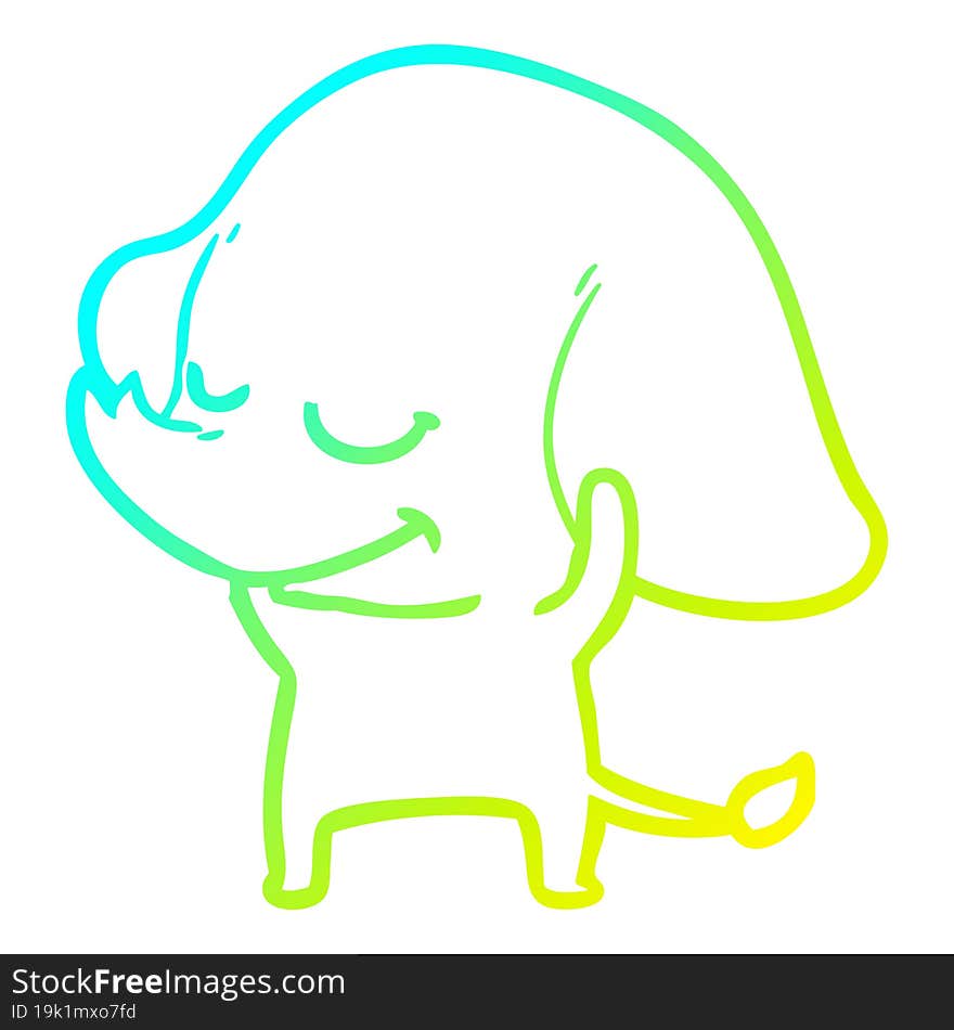 cold gradient line drawing cartoon smiling elephant