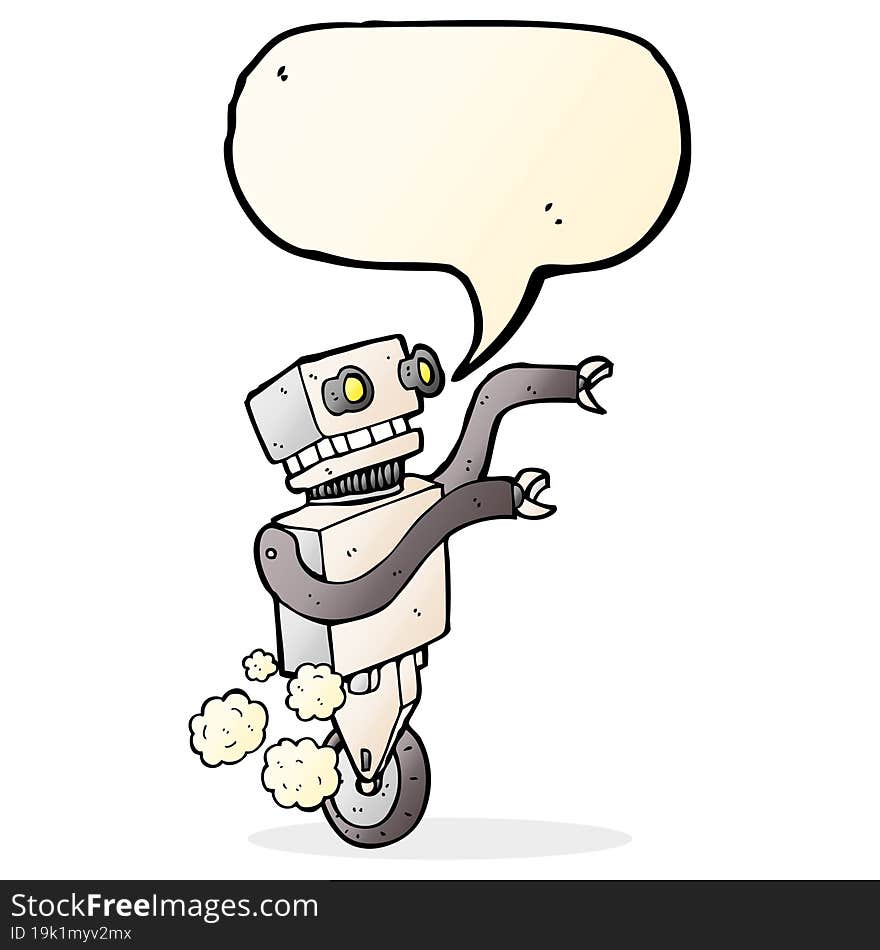 cartoon funny robot with speech bubble