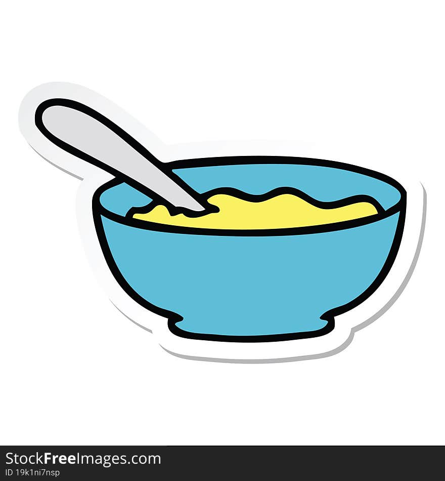 Sticker Of A Quirky Hand Drawn Cartoon Bowl Of Soup