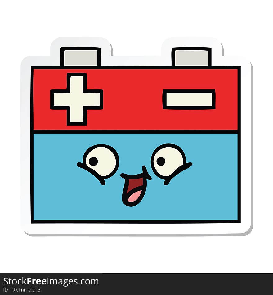 sticker of a cute cartoon car battery