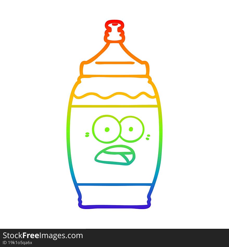 Rainbow Gradient Line Drawing Cartoon Sports Drink