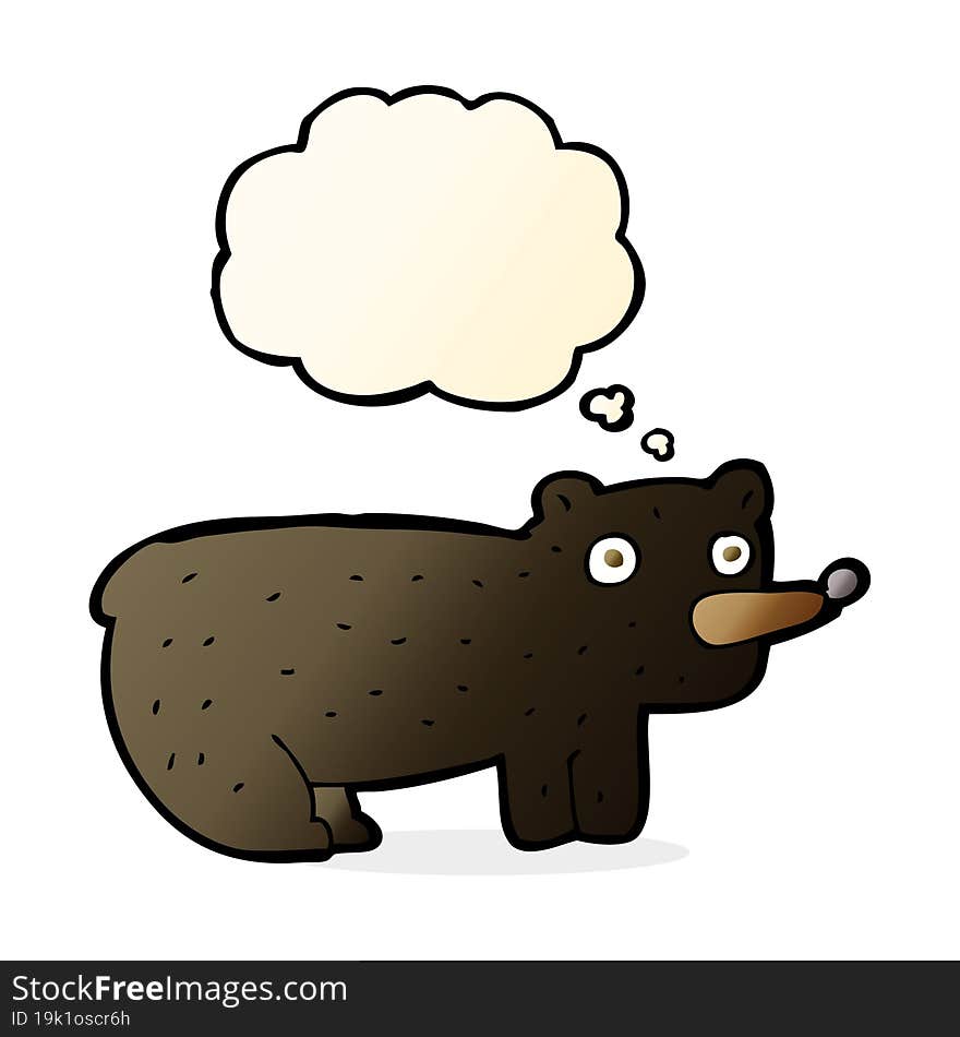 funny cartoon black bear with thought bubble