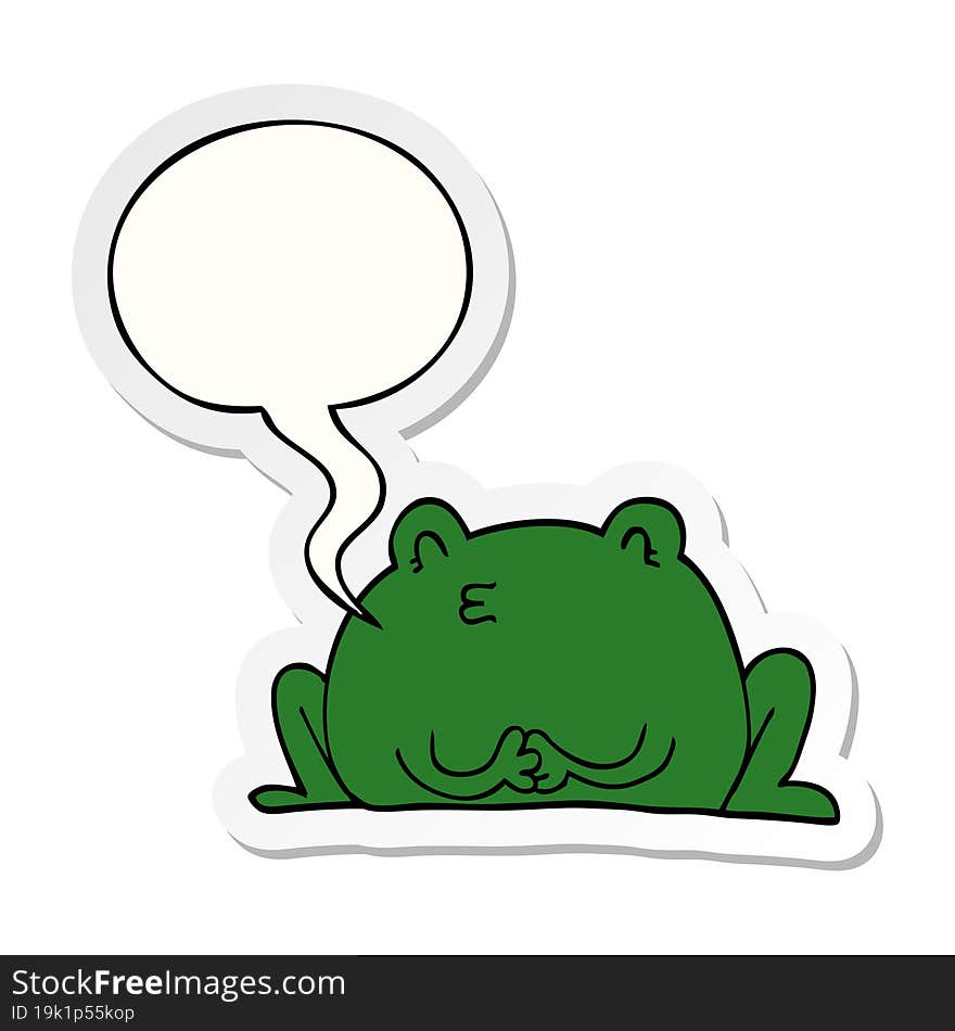 Cute Cartoon Frog And Speech Bubble Sticker