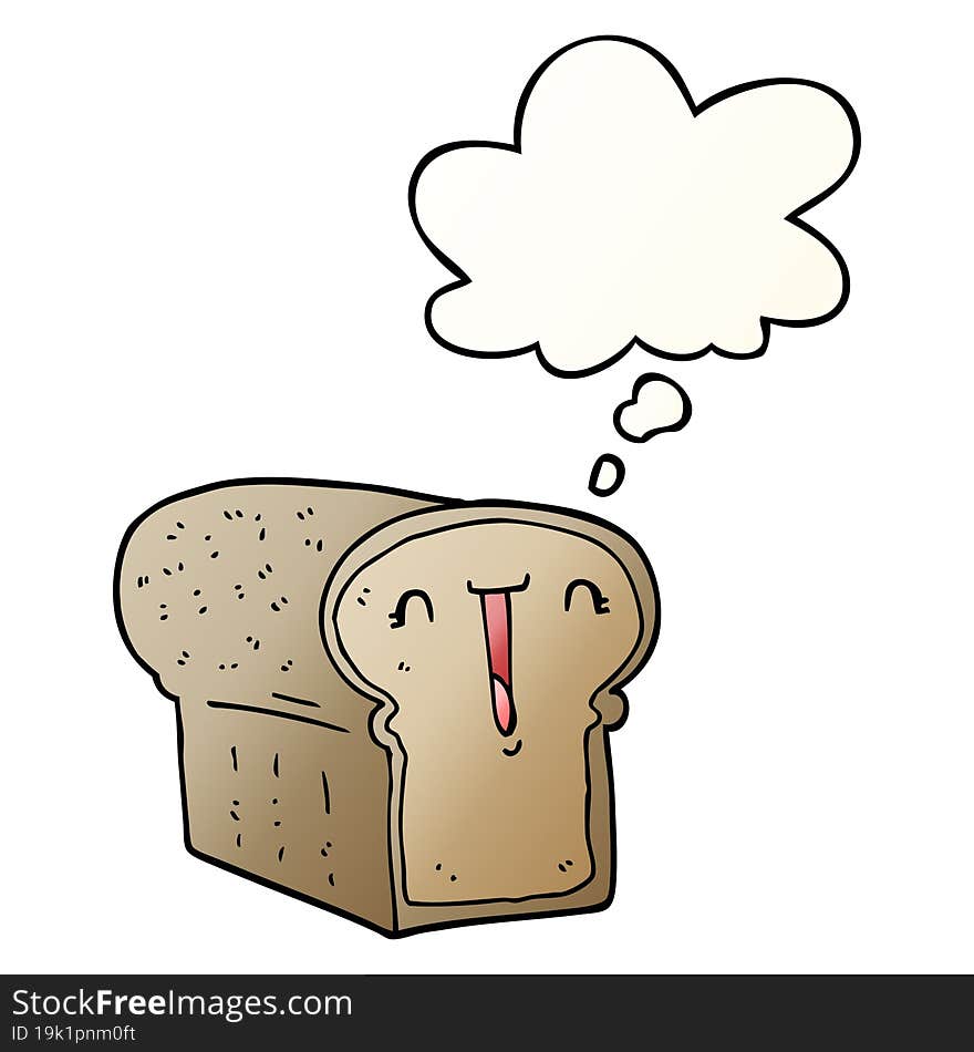 cute cartoon loaf of bread and thought bubble in smooth gradient style