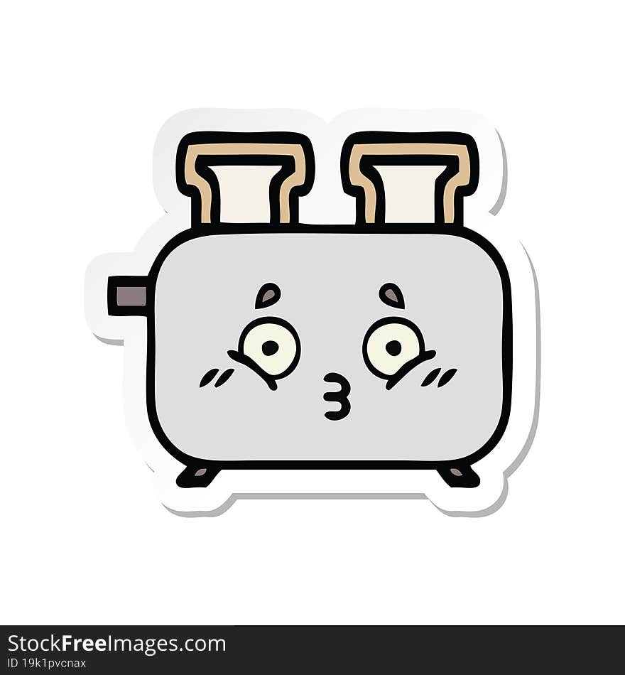 Sticker Of A Cute Cartoon Of A Toaster