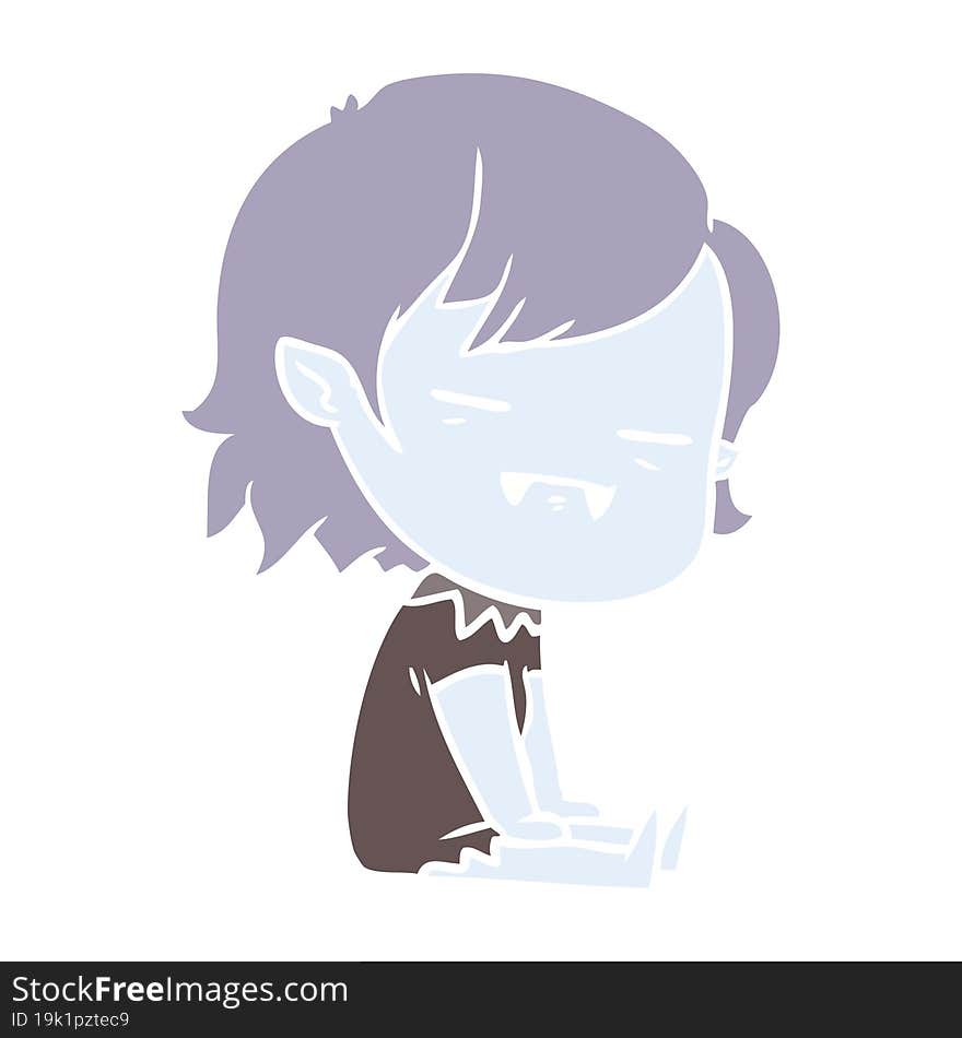 flat color style cartoon undead vampire girl sitting