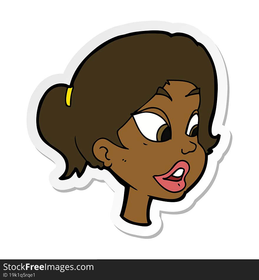 sticker of a cartoon friendly woman