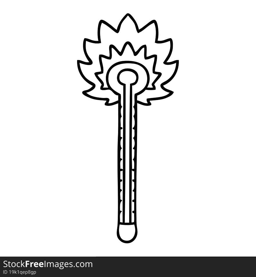 Quirky Line Drawing Cartoon Hot Thermometer