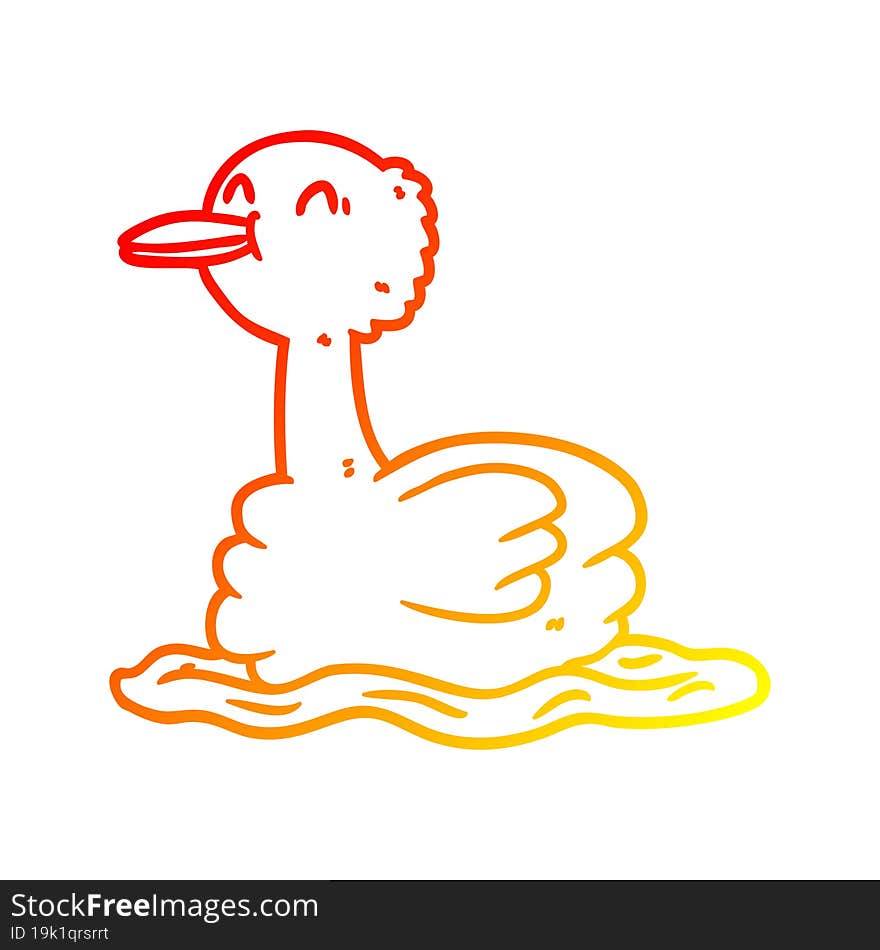 warm gradient line drawing of a swimming duck