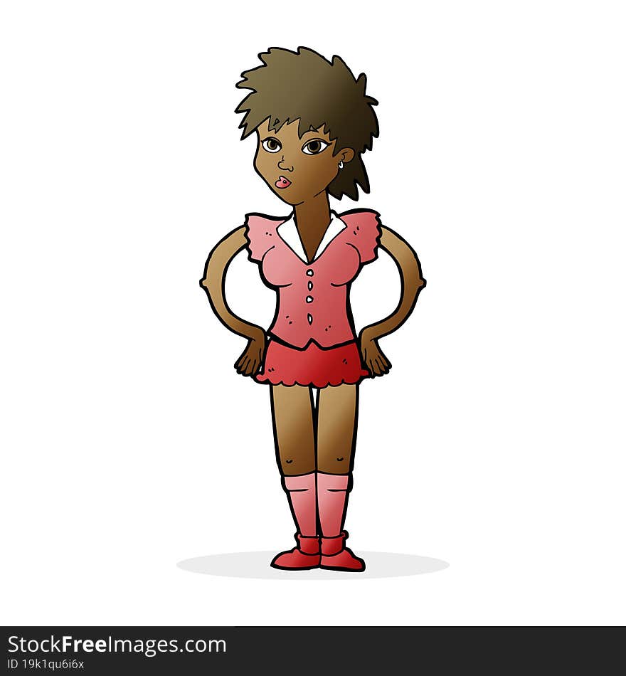 cartoon woman with hands on hips