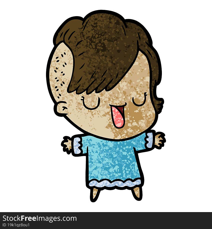 cute cartoon girl with hipster haircut. cute cartoon girl with hipster haircut