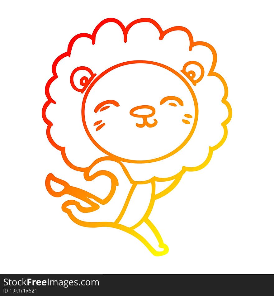 warm gradient line drawing of a cartoon lion