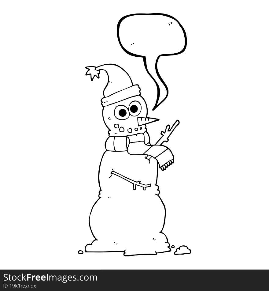 Speech Bubble Cartoon Snowman