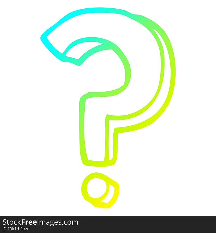 cold gradient line drawing cartoon question mark