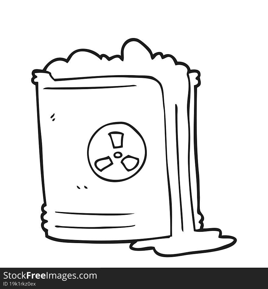 Black And White Cartoon Radioactive Waste