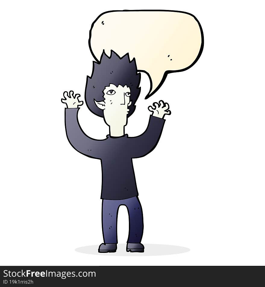 cartoon vampire with speech bubble