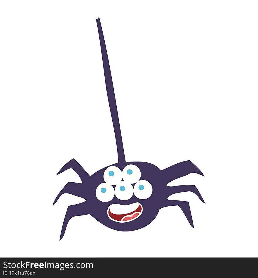 flat color illustration of a cartoon halloween spider