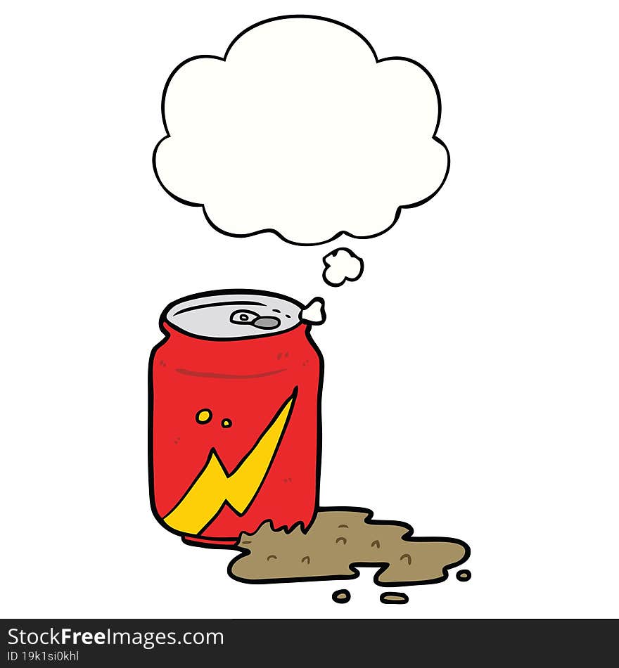 cartoon soda can and thought bubble