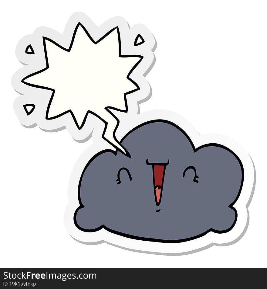 cartoon cloud with speech bubble sticker. cartoon cloud with speech bubble sticker