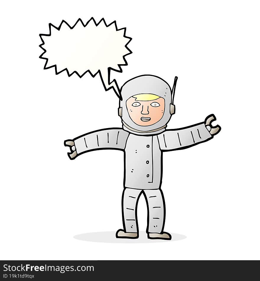 Cartoon Space Man With Speech Bubble